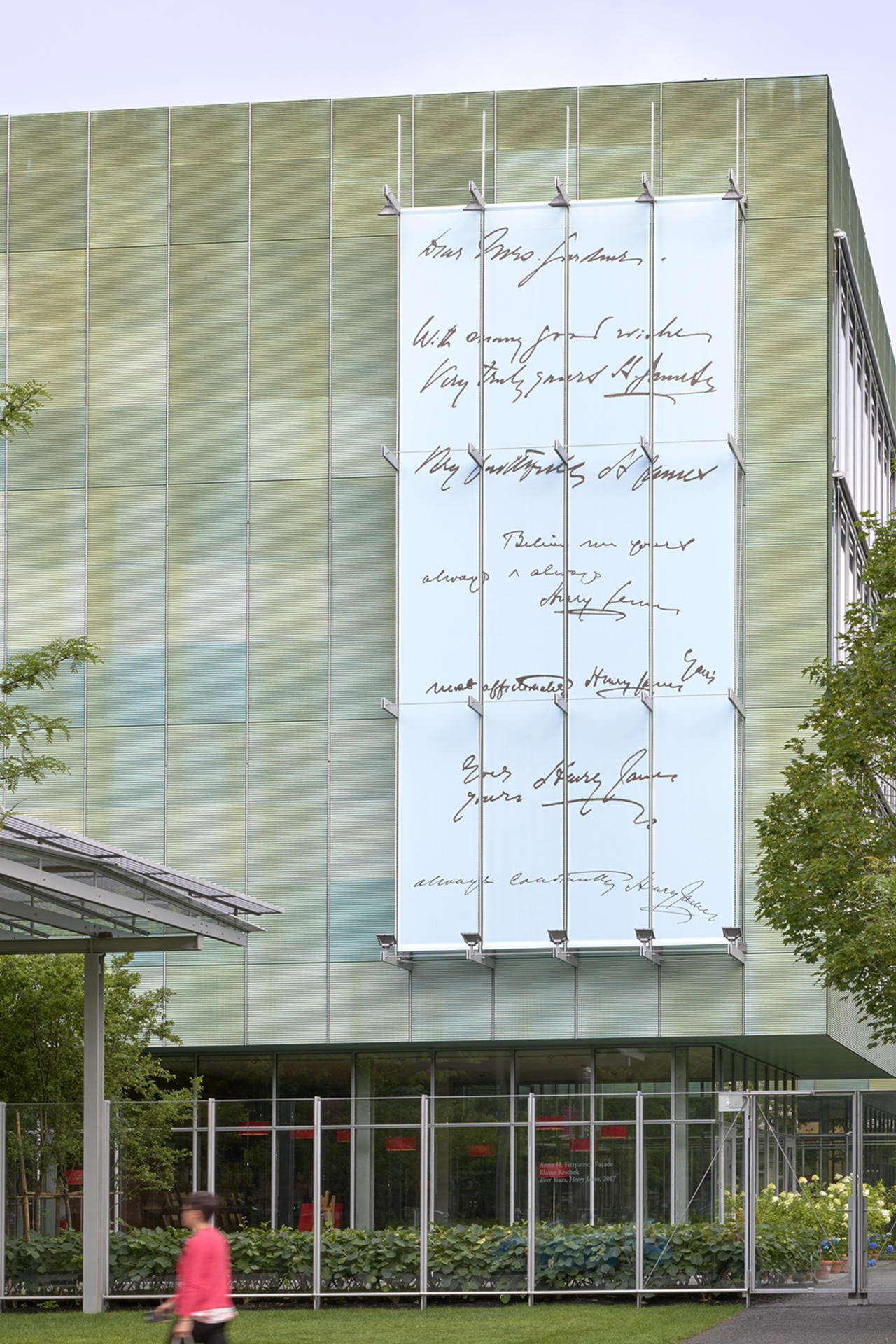 Elaine Reichek: Ever Yours, Henry James on the Anne H. Fitzpatrick Façade on Evans Way