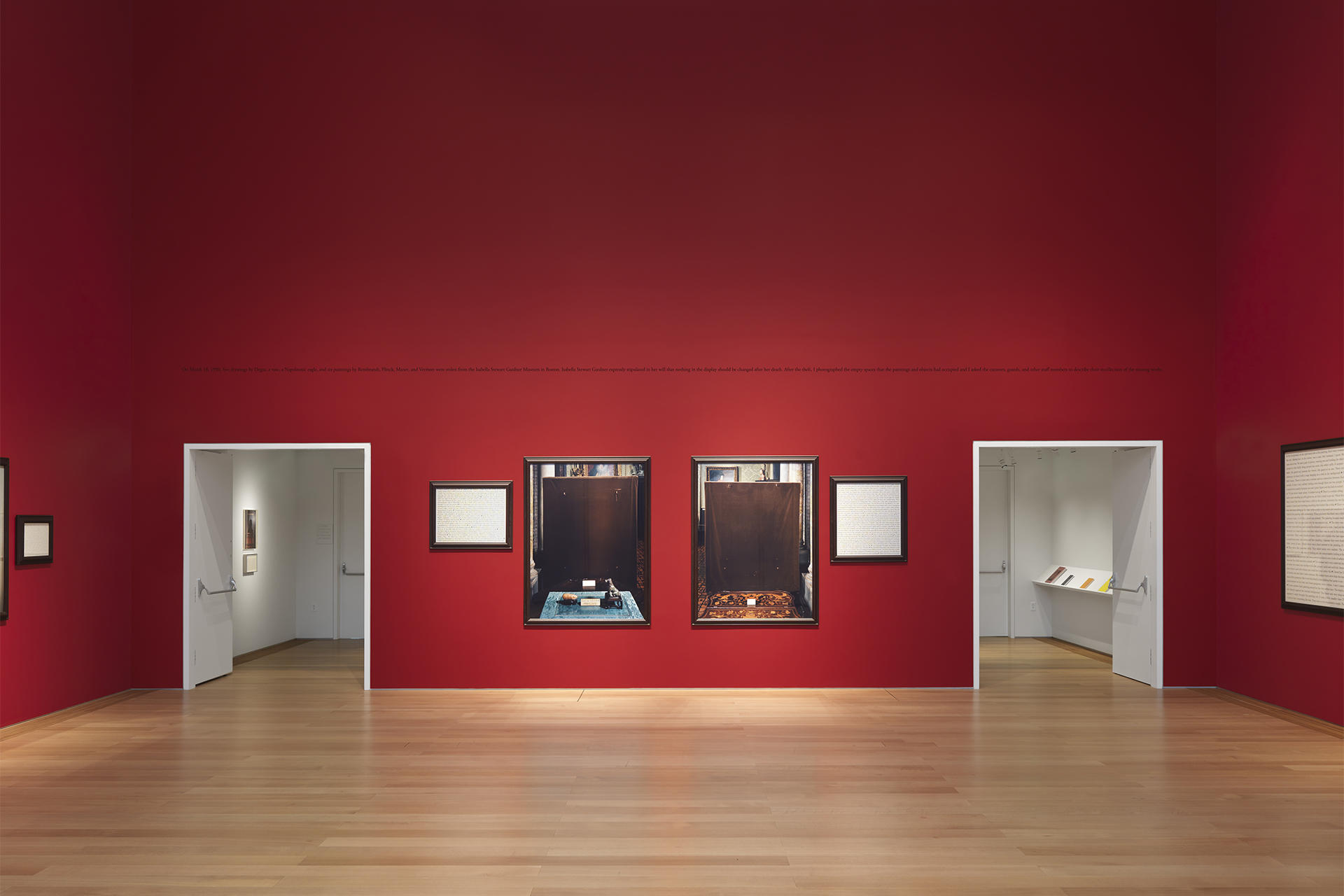 Sophie Calle: Last Seen…, installation view, ©1991 Sophie Calle / Artists Rights Society (ARS), New York / ADAGP, Paris. Courtesy of Sophie Calle, Paula Cooper Gallery, New York, and Isabella Stewart Gardner Museum, Boston.