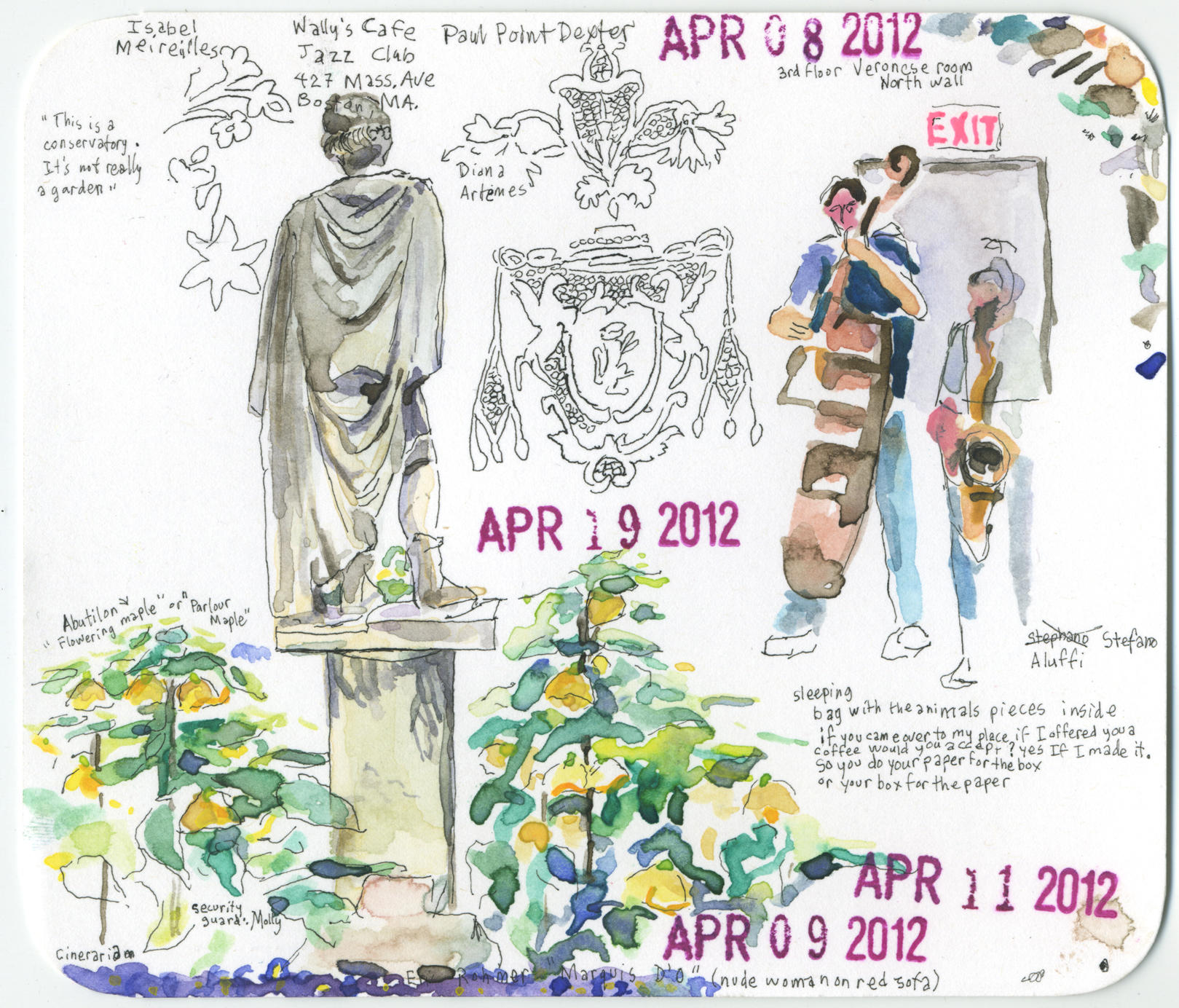 Charmaine Wheatley, Wallys, 2012, watercolor paper with watercolor inks, gouache and gel pens, 134mm x 115mm