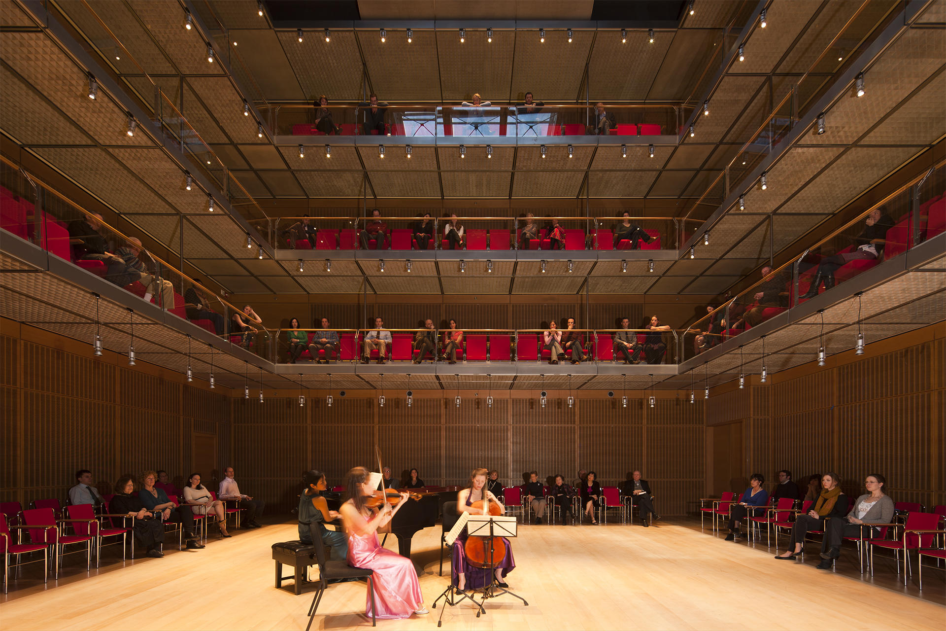 Performers in Calderwood Hall. Photo by Nic Lehoux.