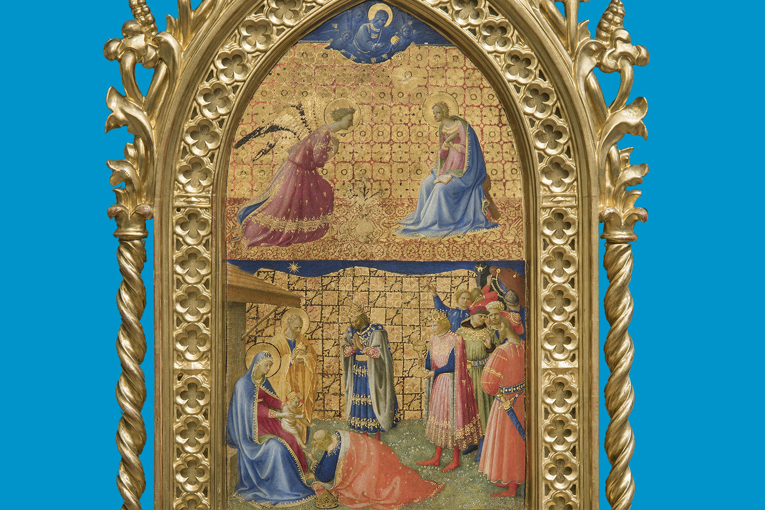 Fra Angelico (Italian, about 1400 - 1455), The Annunciation and Adoration of the Magi, 1424-1434. Tempera with oil glazes and gold on panel, 87 x 50.7 cm (34 1/4 x 19 15/16 in.) Museo di San Marco, Florence – Polo Museale della Toscana