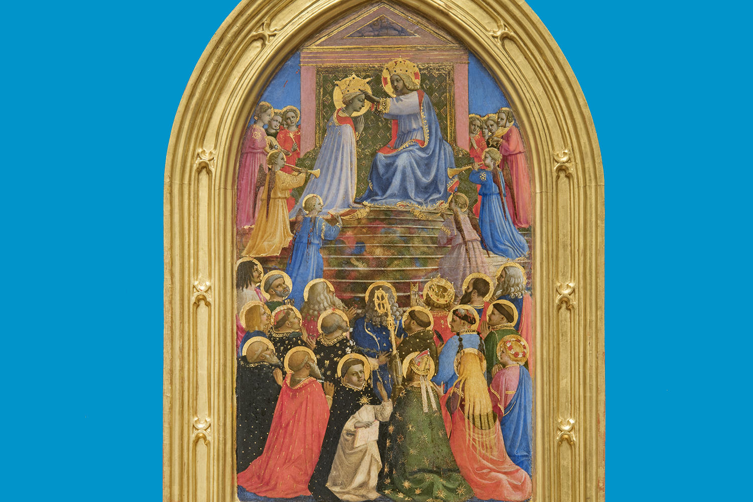 Fra Angelico (Italian, about 1400 - 1455), The Coronation of the Virgin, 1424-1434. Tempera with oil glazes and gold on panel, 77 x 43 cm (30 5/16 x 16 15/16 in.) Museo di San Marco, Florence – Polo Museale della Toscana