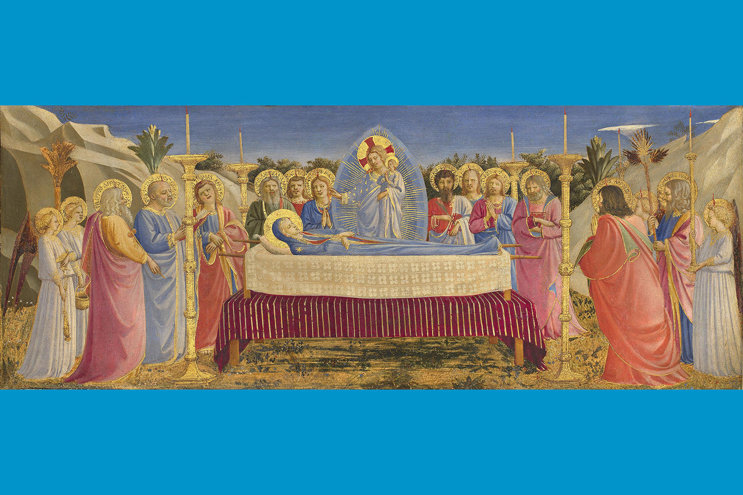 Fra Angelico (Italian, about 1400 - 1455), The Dormition of the Virgin, 1431-1435. On panel, 19 x 50 cm (7 1/2 x 19 11/16 in.) Museo di San Marco, Florence – Polo Museale della Toscana. Photo: Scala/Ministero per i Beni e le Attività culturali / Art Resource, NY