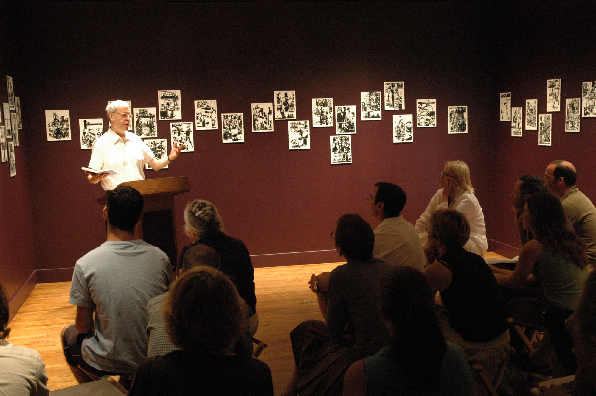 Charles Simic poetry reading, Stray Dogs exhibition, 2005.