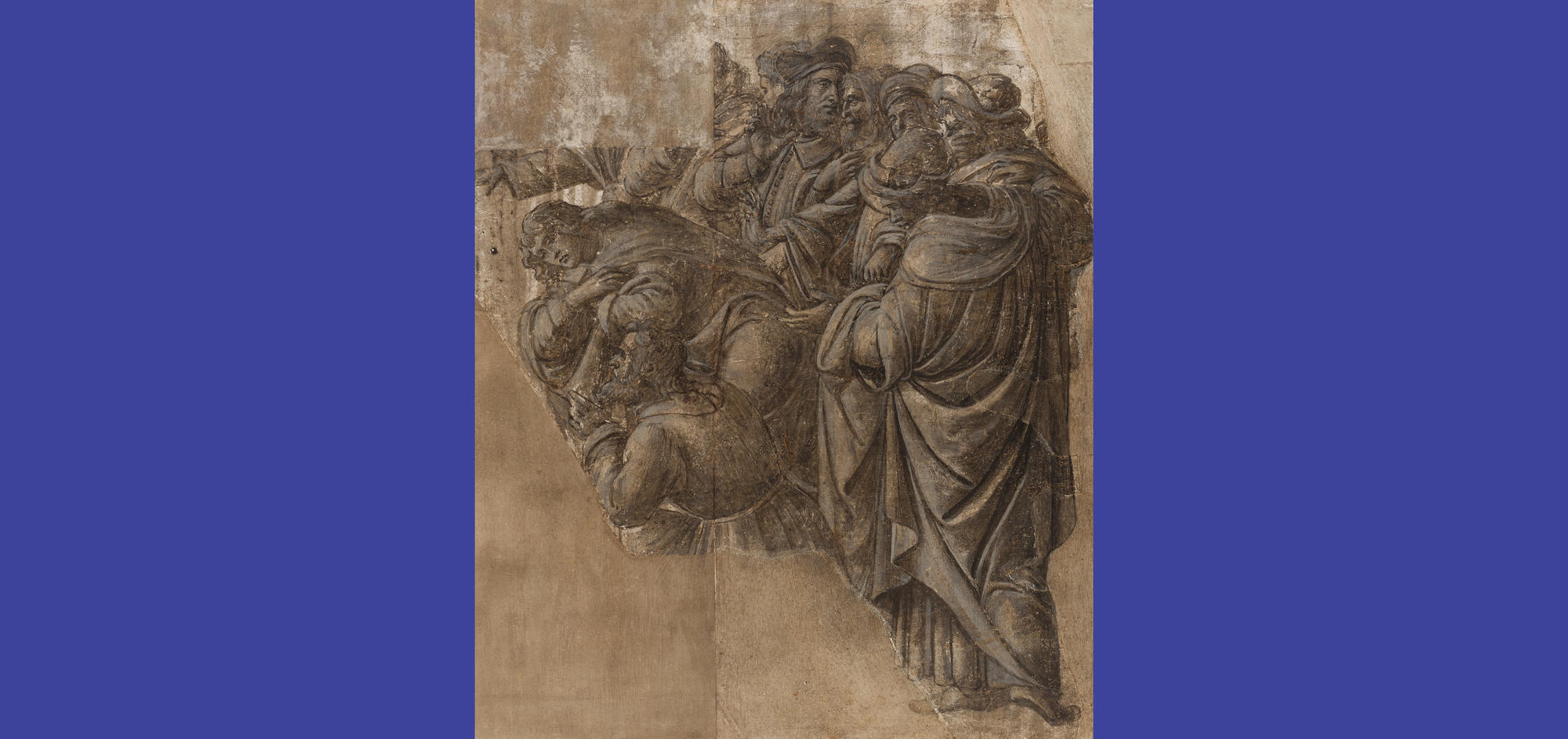 Sandro Botticelli (Italian, 1444 or 1445-1510), Men Conversing and Two Magi (two fragments of The Adoration of the Magi), about 1500. Brush and brown egg tempera, heightened with white, over charcoal or chalk on prepared linen, 44.2 x 37.1 cm. The Fitzwilliam Museum, Cambridge Œ© The Fitzwilliam Museum, Cambridge