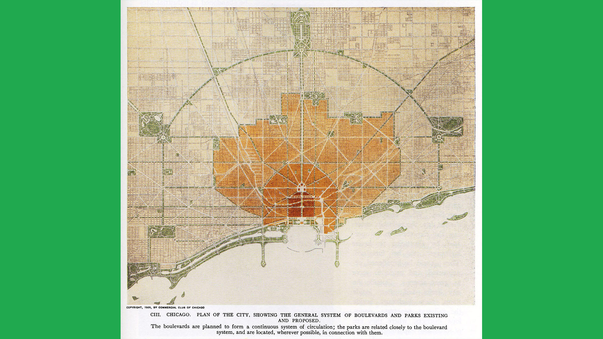 Daniel Burnham, et. al, Plate 103 Plan of Existing and Proposed Parks and Boulevards, about 1909