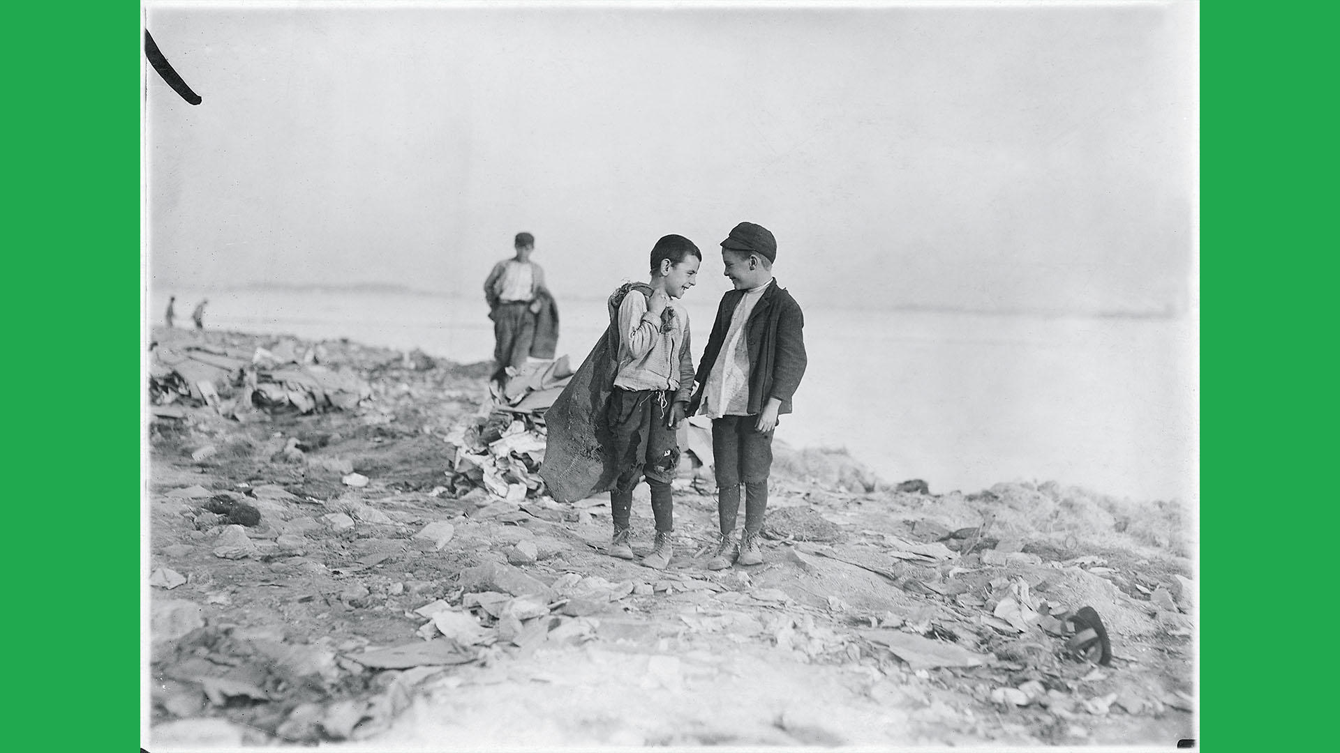 Lewis Hine, Boys Picking Garbage from "The Dumps," Boston, 1909.