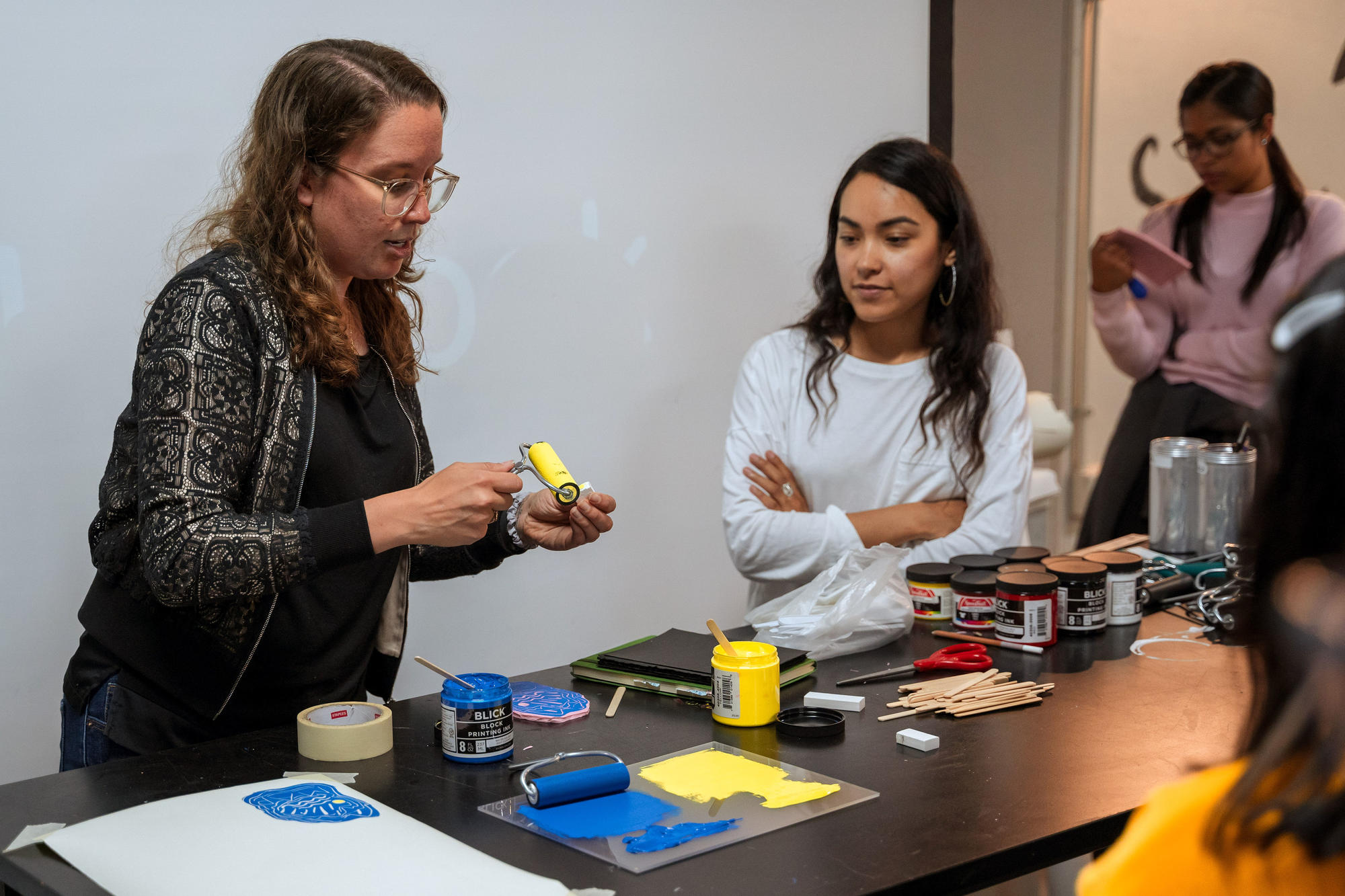 Urbano Project students learn about print-making. Photo by Faizal Westcott, June 2019.