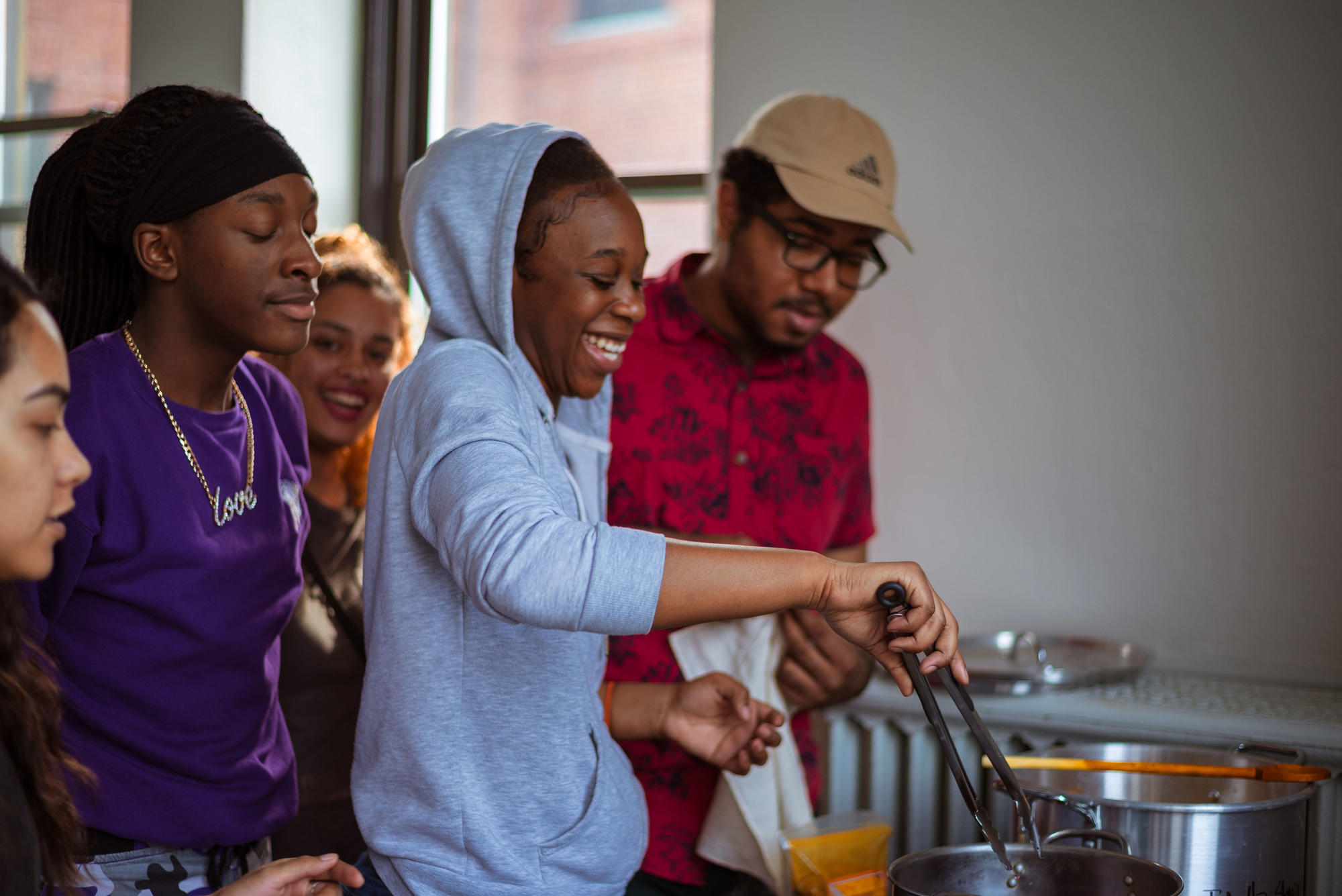 Hyde Square Task Force students dye fabrics as part of their Map This workshop.