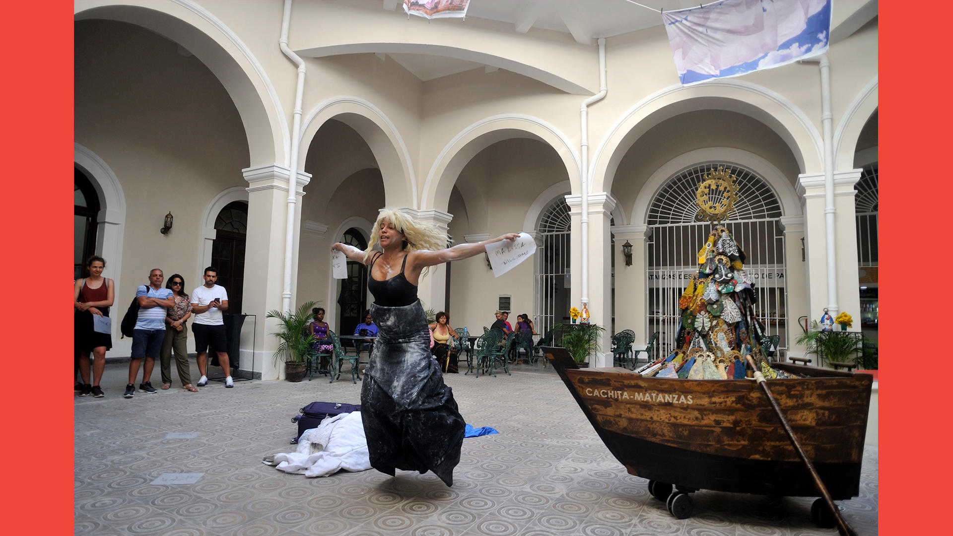 Dell Hamilton, performing "Blues/Blank/Black" in Matanzas, Cuba for the 13th Havana Biennial in 2019. Photo by Mariano Garcia Corte Cadavid.