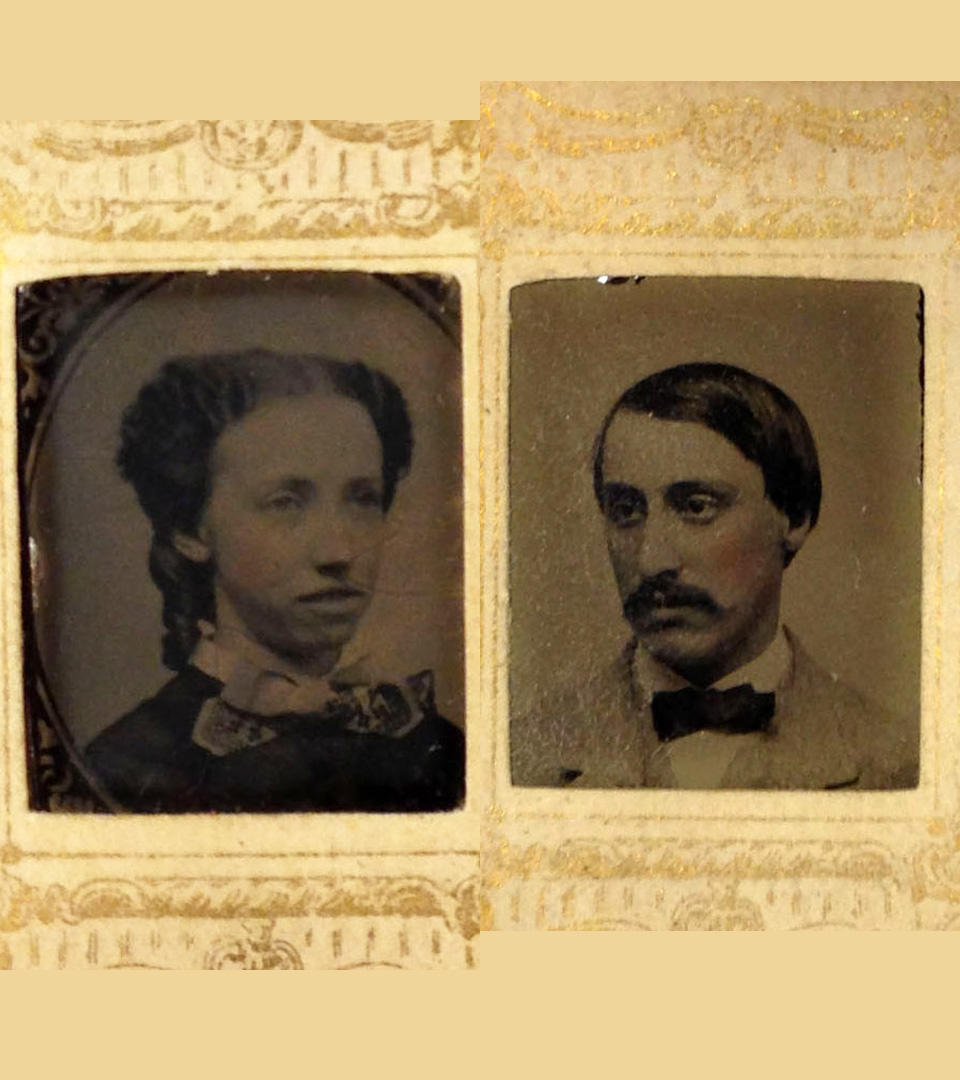 Left: Isabella Stewart Gardner; Right: John Lowell Gardner II. Gemtypes from about 1860.