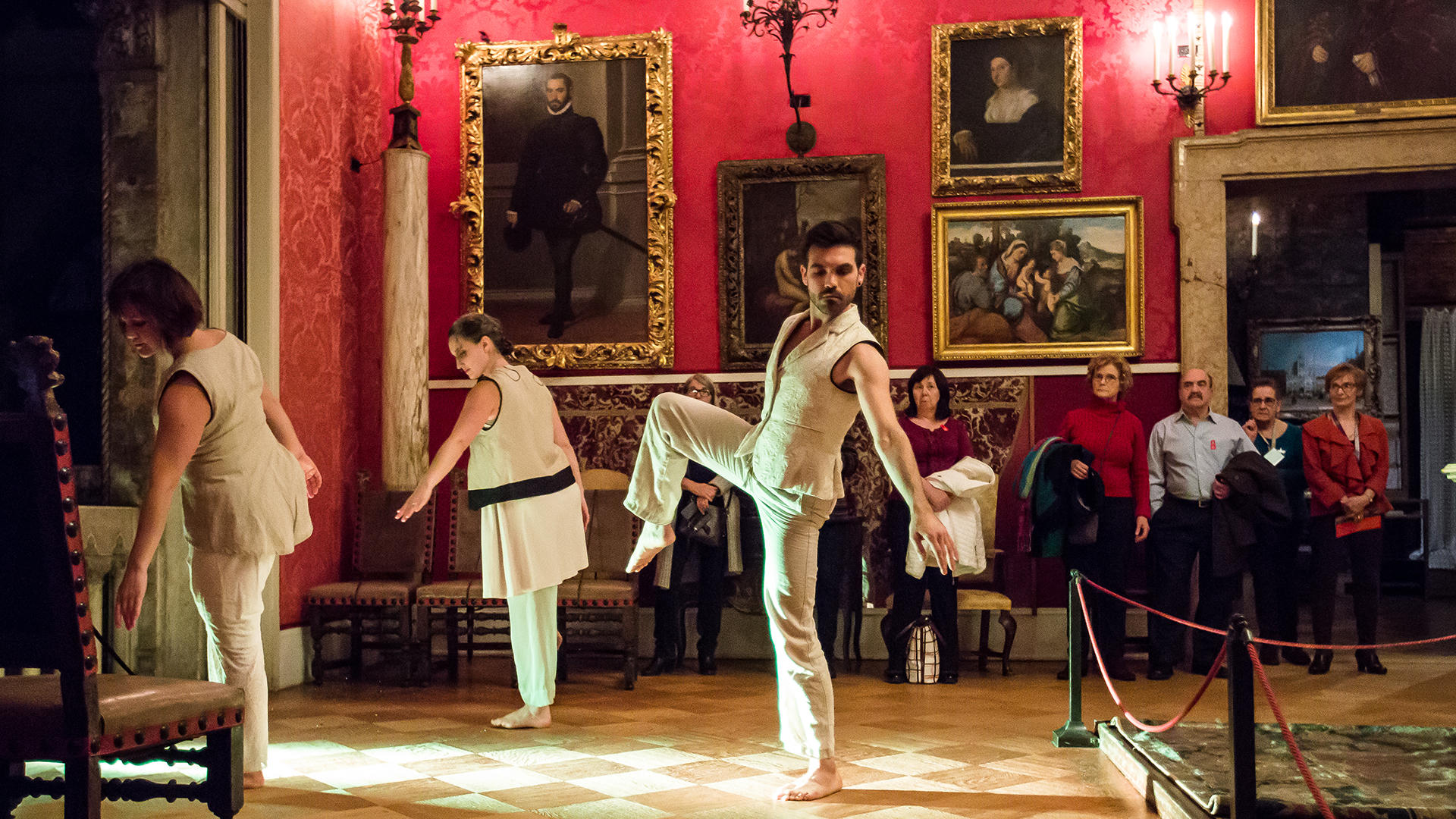 Peter DiMuro, Performance of House of Accumulated Beauties (October 2018), Titian Room, Isabella Stewart Gardner Museum, Boston. Photo by Timothy Avery.