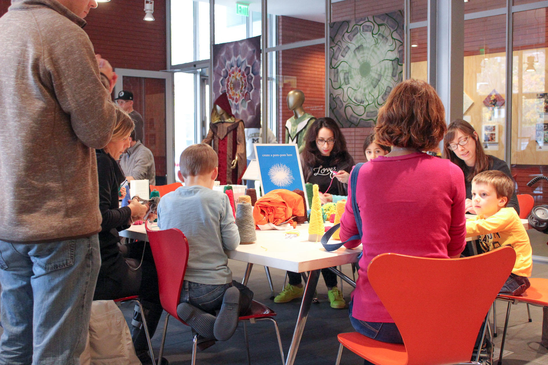 Visitors engage with a Saturday Open Studio workshop developed in collaboration with Visiting Studio Artist Shane Maxwell. 