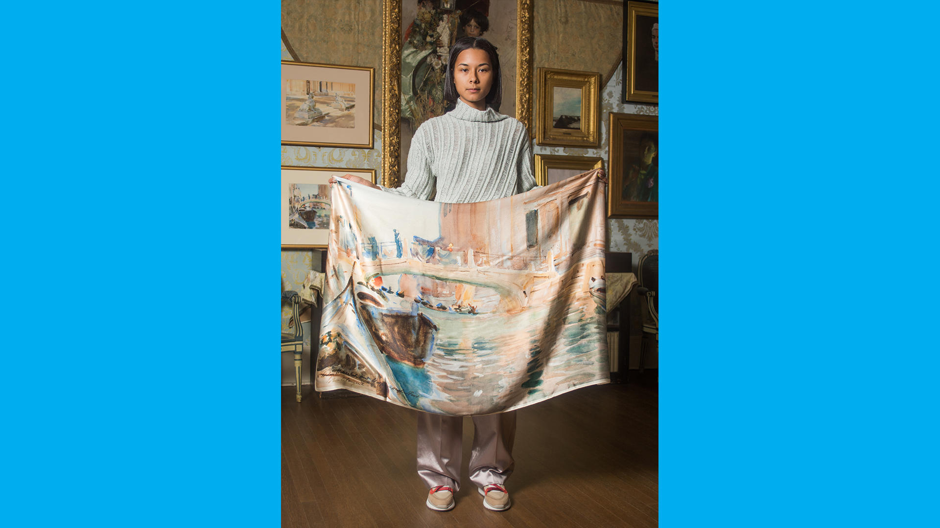 Printed Village scarves, photo by Ashley Soong, styling by Jessica Knez of All Too Human Boston, modeled by Jenny Nguyen