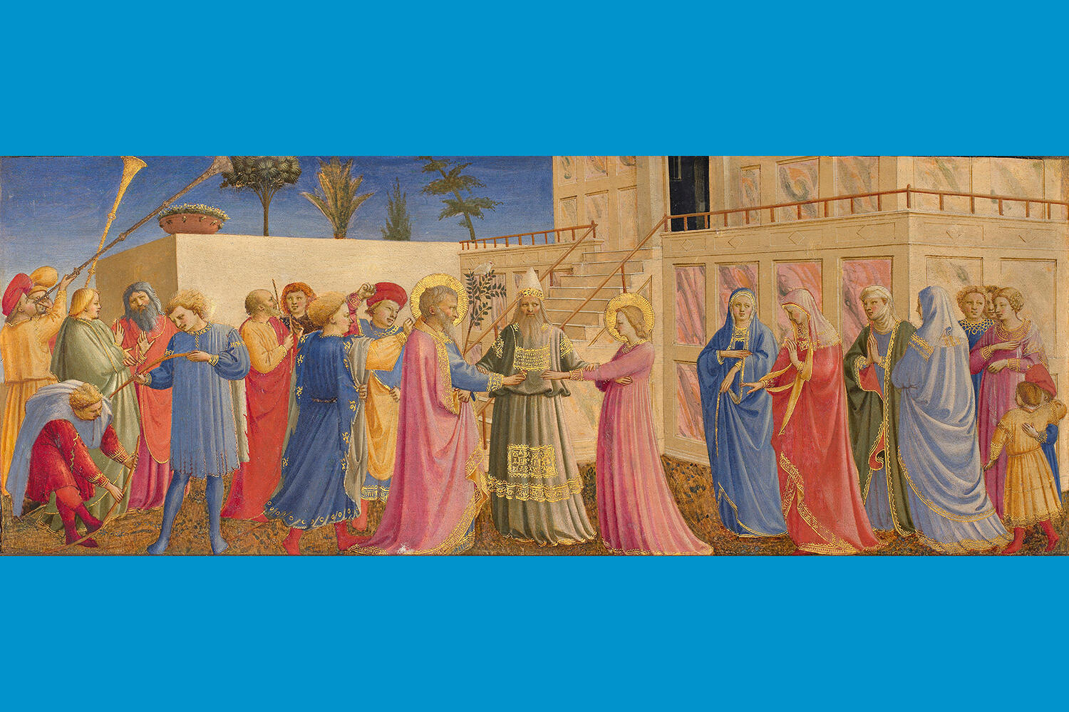 Fra Angelico (Italian, about 1400 - 1455), The Marriage of the Virgin, 1431-1435. On panel, 19 x 50 cm (7 1/2 x 19 11/16 in.) Museo di San Marco, Florence – Polo Museale della Toscana. Photo: Scala/Ministero per i Beni e le Attività culturali / Art Resource, NY